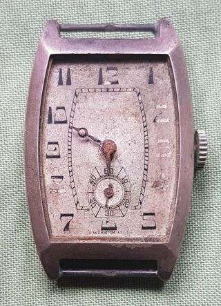 Unidentified Antique Silver Cased Wrist Watch,  Non Swiss Made