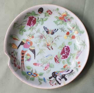 Antique Chinese Famille - Verte Pottery Plate,  Birds And Butterfly