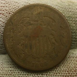 1864 Two Cent Piece X1363 Civil War Era Historical Artifact Antique Coin