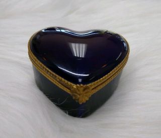 Tiffany & Co.  Limoges France Cobalt Blue Porcelain Trinket Box Heart Gift