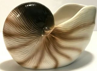 1999 Lefton Ceramic Nautilus Shell Candle Holder Barely Planter