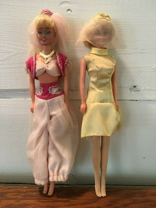 Two Vintage Barbie Dolls - One With Yellow Dress/Hat and I Dream Of Jeannie 2