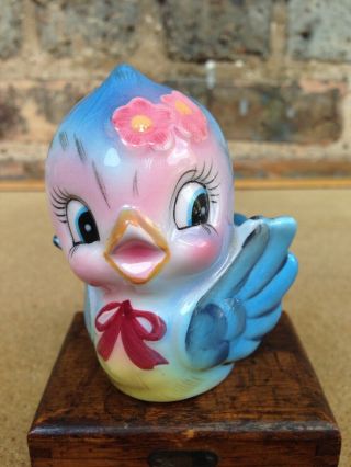 Vintage Lefton Blue Bird Ceramic Salt Or Pepper Shaker