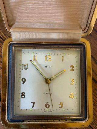 Vintage Semca 7 Jewels Pocket Watch In Clam Shell Case