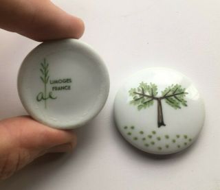 Ae Limoges France Hand Painted Tree,  Trinket / Pill Box 1 X 1.  5 Inch