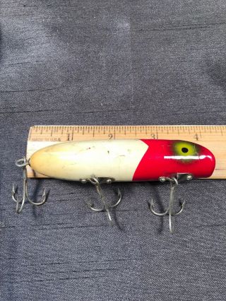 Vintage South Bend Bass Oreno Wood Lure Red White