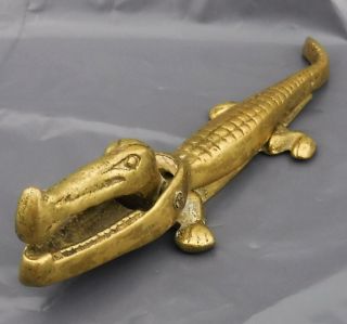 Antique Brass Crocodile Or Alligator Nut Cracker - 17cm Long,  202g