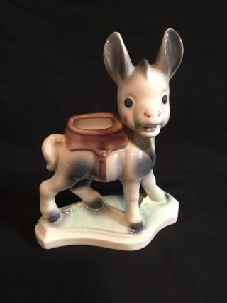 Vintage Ceramic Porcelain Donkey Planter
