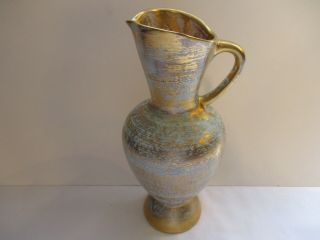Vtg Stangl Pottery 4063 Large Pitcher Antique Gold With Turquoise Wash