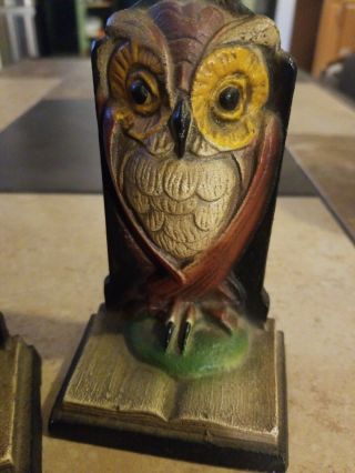 VTG Hubley Cast Iron Owl Bookends Nicely Stamped 3 3