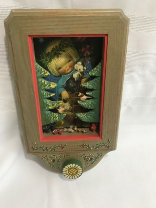 Vintage Thoren’s Anri Music Box Wood Wall Music Box Edelweiss Girl & Birds