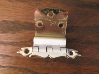 4 vintage Hinges French Provincial Flower Antique white W/ Gold Floral 4