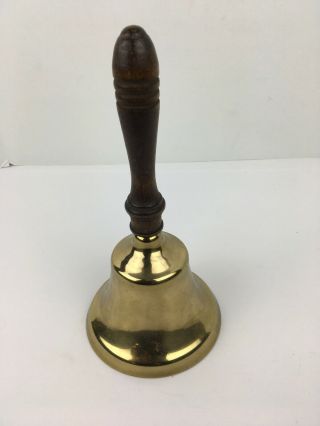 Brass Hand Bell With Wooden Handle 9 3/4” X 6”