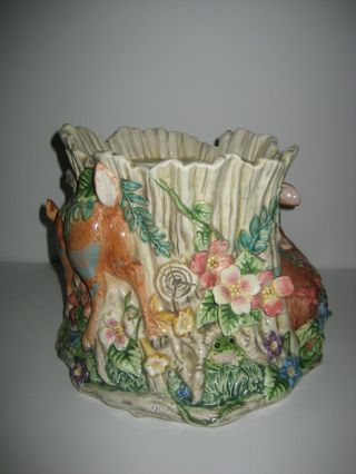 FITZ AND FLOYD Classics Woodland Spring Pot Vase Easter Decorations Deer Bunnies 4