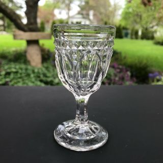 Antique Eapg Flint Glass Paneled Ovals Wine Glass Stem 1860 