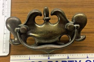 Antique Vintage Brass Plated Drawer Drop Bail Pull Handle Holes = 3 " C To C