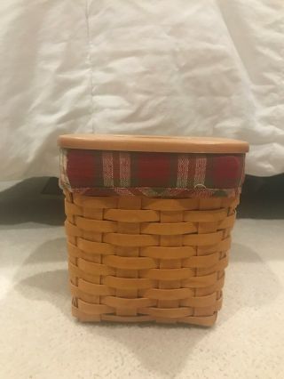 Longaberger Basket Tissue Box W/lid And Fabric Liner 2002
