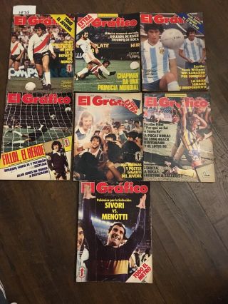 7 Vintage El Grafico Soccer Football Magazines 1979 River Fillol Menotti Sivori