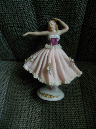 Vintage/antique Sitzendorf Dresden Lace Figurine Ballerina 4 "