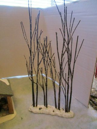 Christmas Village,  Row Of 4 Groups Of Sycamore Trees,  With Snow,  Lemax,  10.  5 " H