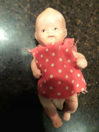 Vintage/antique 3.  5 " Doll With Hinged Legs And Arms Made In Japan