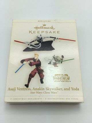 Hallmark 2006 Ornament Mini Star Wars Asajj Ventress Anakin Skywalker And Yoda