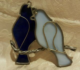 Hand Crafted Tiffany Stained Glass Love Birds Sun Catcher Portland,  Ct