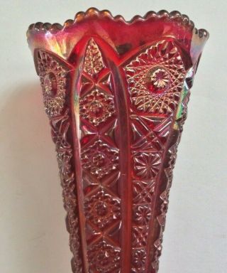 VINTAGE SIGNED MID CENTURY IMPERIAL GLASS CARNIVAL AMBERINA VASE TAG 5