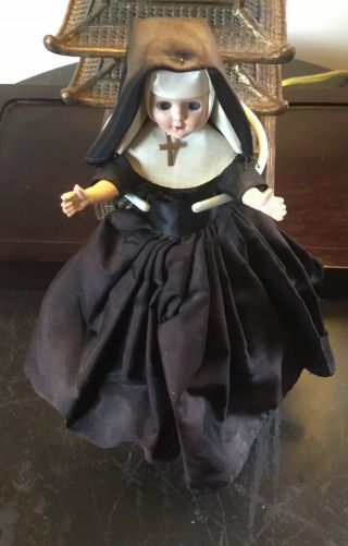 Creepy Vintage Nun Doll 7.  5” High 9” If You Count The Skirt