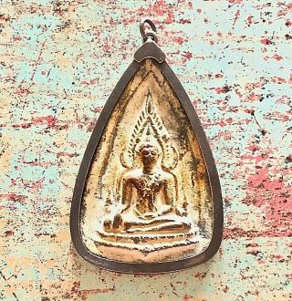Triangular Sitting Khun Phaen Buddha Amulet Pendant From Thailand