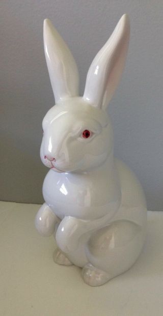 Vintage Rare Fitz & Floyd White Ceramic Rabbit / Bunny Statue 1975