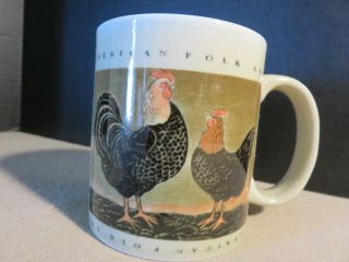 Vintage Warren Kimble American Folk Art Otagiri Chicken - Rooster - Hen Coffee Cup