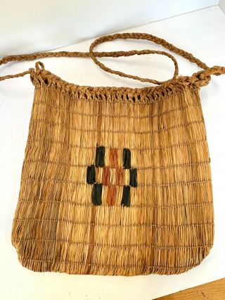 Vintage Japanese Basket Shoulder Bag With Black And Red Design (n1)