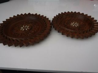 Indian Wood Hand Carved Trinket Dishes 2