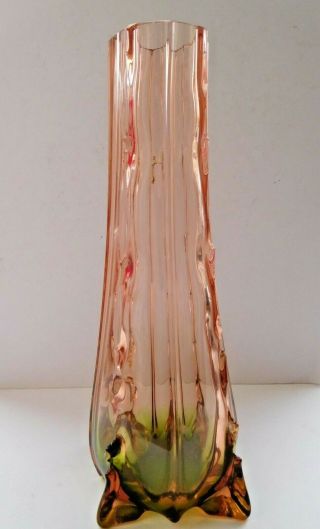 Franz Welz ? Antique Thorn Vase Pretty Soft Peachy Pink Shaded To Green At Base