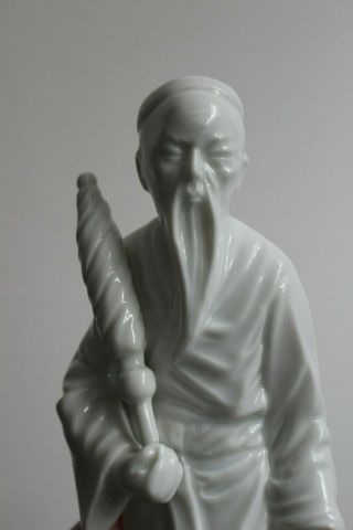 1977 Fitz & Floyd White Porcelain Old Asian Man Figurine 8