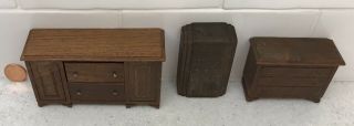 Vintage Wood Dollhouse Furniture Chest of Drawers Dresser Buffet Radio Antique 2