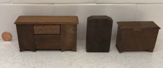 Vintage Wood Dollhouse Furniture Chest of Drawers Dresser Buffet Radio Antique 5