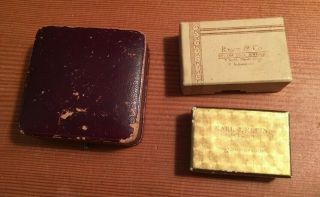 Antique Vtg Leather - Look W/velvet Satin Jewel Case Box Presentation,  2 Boxes