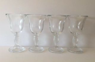 Lovely Longaberger Set Of 4 Water/wine Twisted Stem Goblet Glasses