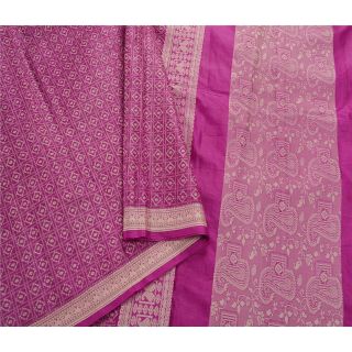 Sanskriti Vintage Purple Saree 100 Pure Silk Woven Craft Fabric 5 Yd Sari