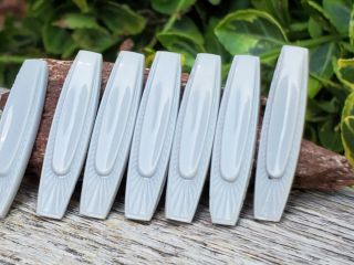 Vintage Opaque Gray Art Deco Glass Rectangle Cabochon Cabs Tie Bar Jewelry Craft