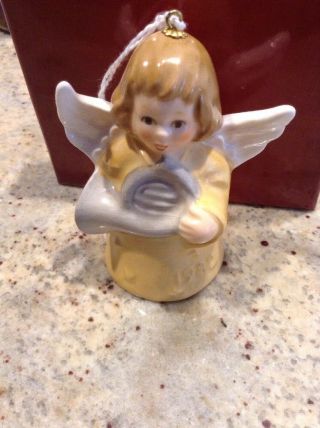 Goebel Angel Bell Ornament Yellow With French Horn 1982