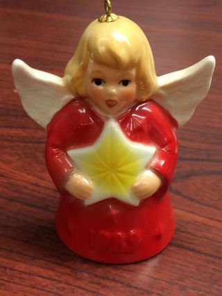 Goebel Angel Bell Ornament Red With Star 1989 14th Edition W Box