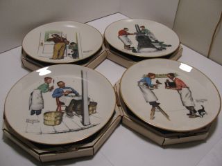 1979 Gorham Norman Rockwell Four Seasons Le Collector Plates Set Of 4 With Boxes