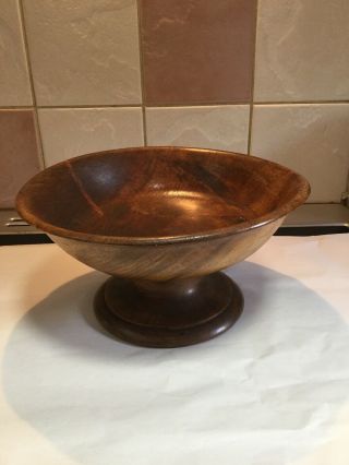 Vintage Wooden Fruit Bowl With Stand