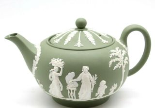 Wedgewood Green And White Ceramic Tea Pot