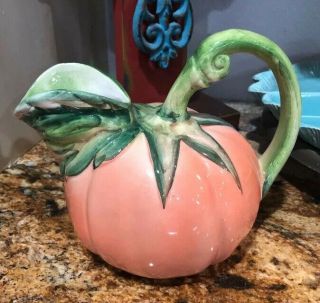 Pumpkin Ceramic Pitcher Made In Italy For Lord And Taylor 9203