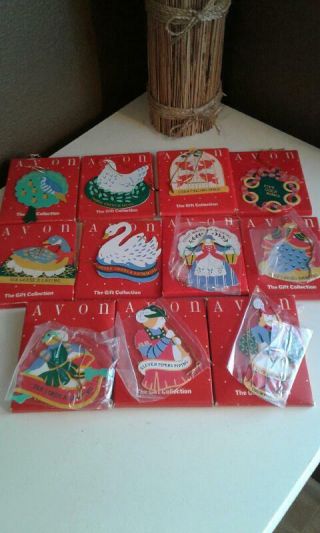 Avon 12 Days Of Christmas Ornaments Metal Set Of 11 Double Sided