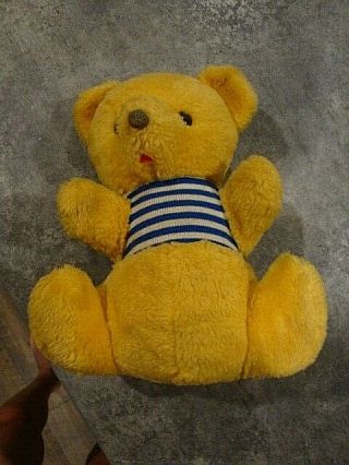 Knickerbocker Animals Of Distinction Teddy Bear Yellow Blue Stripe Shirt
